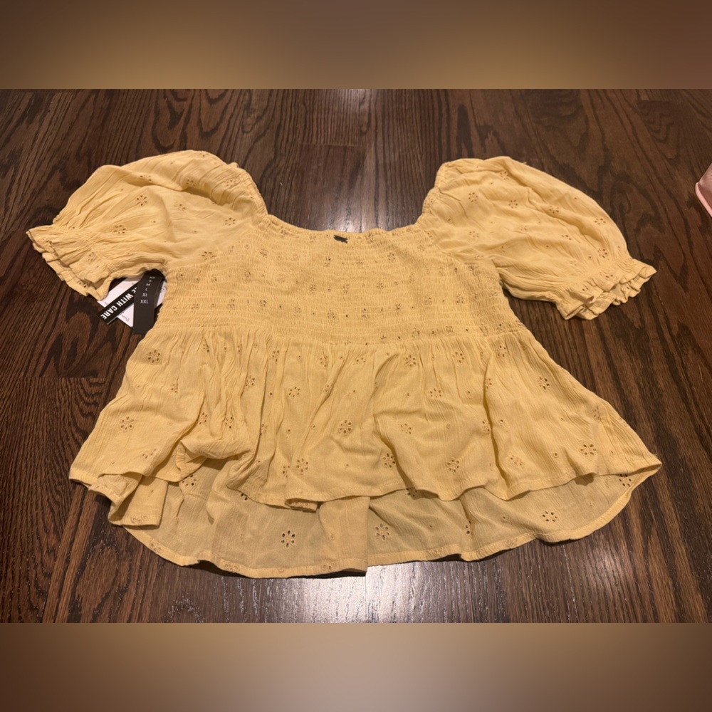 O’Neill babydoll crop top yellow nwt